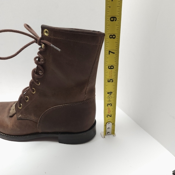 Justin Womens McKean Lace Up Boots Size 5.5 B Brown Leather Kiltie Roper - Picture 9 of 9